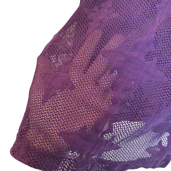 Vintage Harley Davidson Lace Top Medium Purple Long Sleeve 90s mesh sheer - Picture 2 of 7